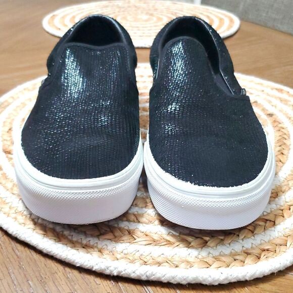 Vans Embossed Black Pebble Snakeskin Unisex Loafers, 11W/9.5M, NWOT - Picture 3 of 9